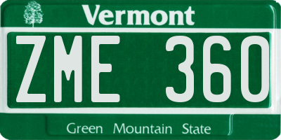 VT license plate ZME360