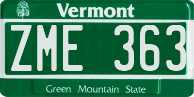 VT license plate ZME363