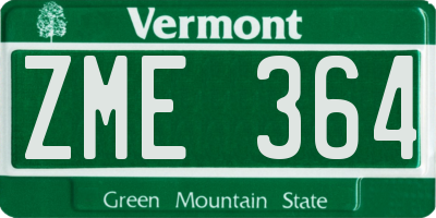 VT license plate ZME364