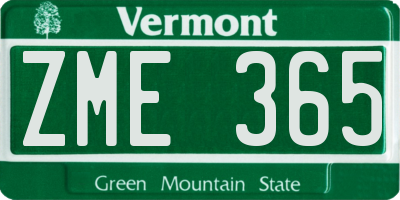 VT license plate ZME365