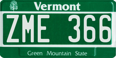VT license plate ZME366