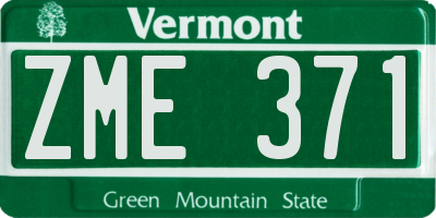 VT license plate ZME371