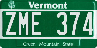VT license plate ZME374