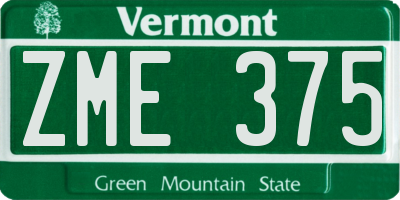 VT license plate ZME375