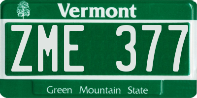 VT license plate ZME377