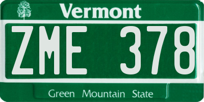 VT license plate ZME378