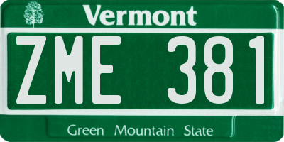 VT license plate ZME381