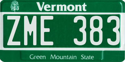 VT license plate ZME383