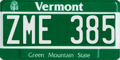 VT license plate ZME385