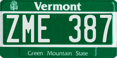 VT license plate ZME387