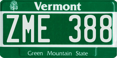 VT license plate ZME388