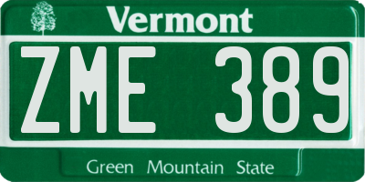 VT license plate ZME389