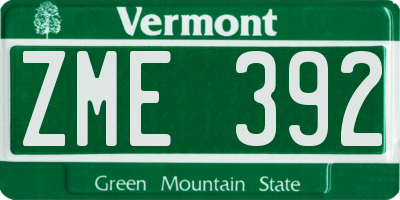 VT license plate ZME392