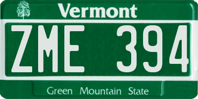 VT license plate ZME394
