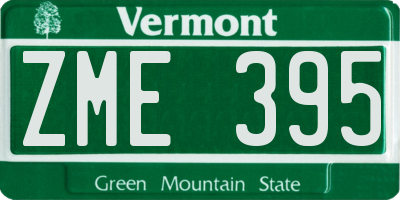 VT license plate ZME395
