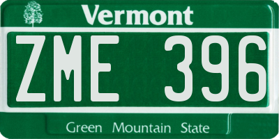 VT license plate ZME396