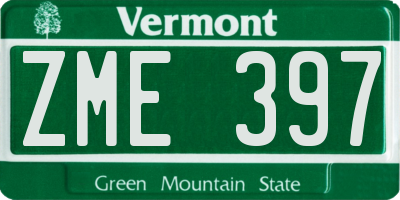 VT license plate ZME397
