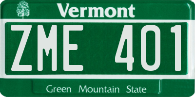 VT license plate ZME401