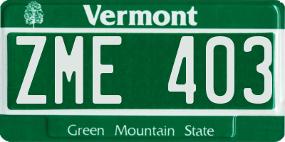 VT license plate ZME403