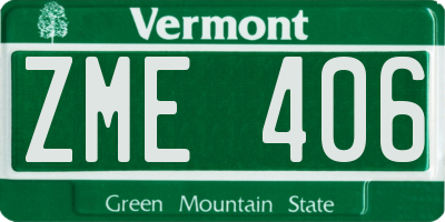 VT license plate ZME406