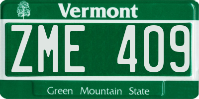 VT license plate ZME409