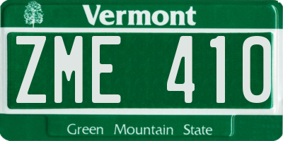 VT license plate ZME410