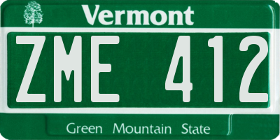 VT license plate ZME412