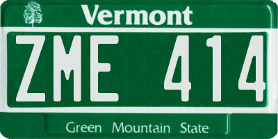 VT license plate ZME414