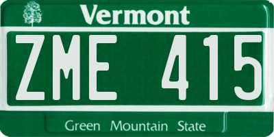VT license plate ZME415
