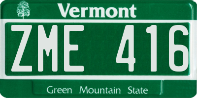 VT license plate ZME416