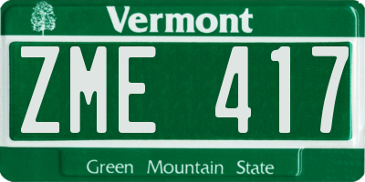 VT license plate ZME417