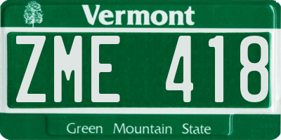 VT license plate ZME418