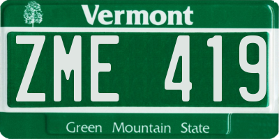 VT license plate ZME419