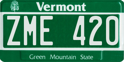 VT license plate ZME420
