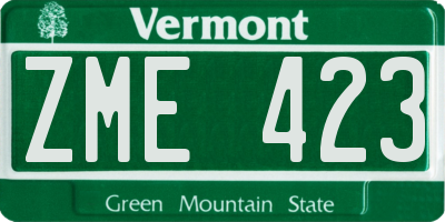 VT license plate ZME423