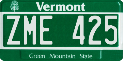 VT license plate ZME425