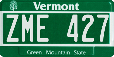VT license plate ZME427