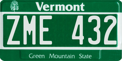 VT license plate ZME432