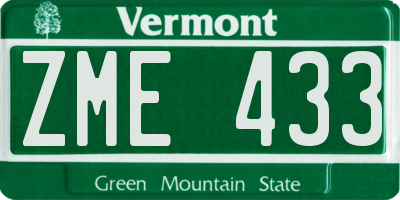 VT license plate ZME433