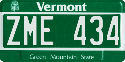 VT license plate ZME434