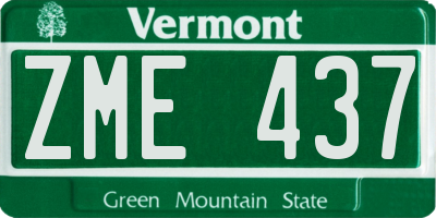 VT license plate ZME437