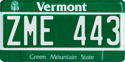 VT license plate ZME443