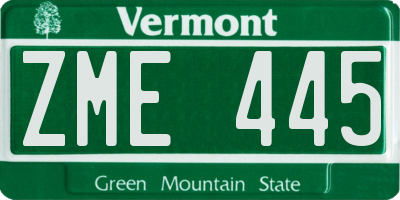 VT license plate ZME445