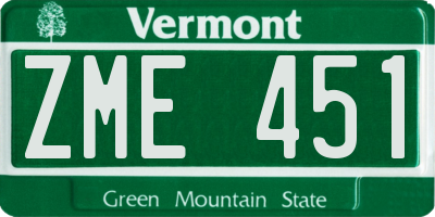 VT license plate ZME451