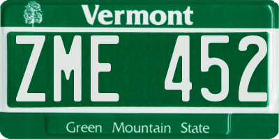 VT license plate ZME452
