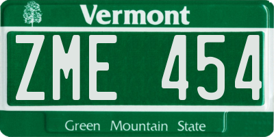 VT license plate ZME454