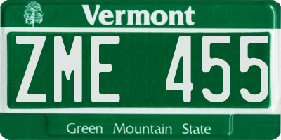 VT license plate ZME455