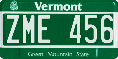 VT license plate ZME456