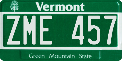 VT license plate ZME457