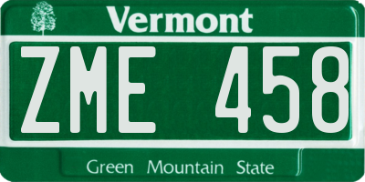 VT license plate ZME458